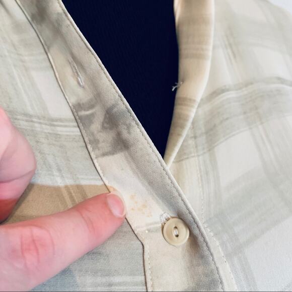 Aritzia A Moveable Feast gray cream plaid silk dress tunic oversize fit size XXS - Picture 8 of 16